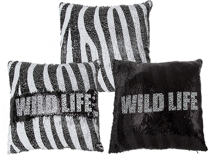 Colored Sequin Cushion Black/White With Zipper 40X40Cm