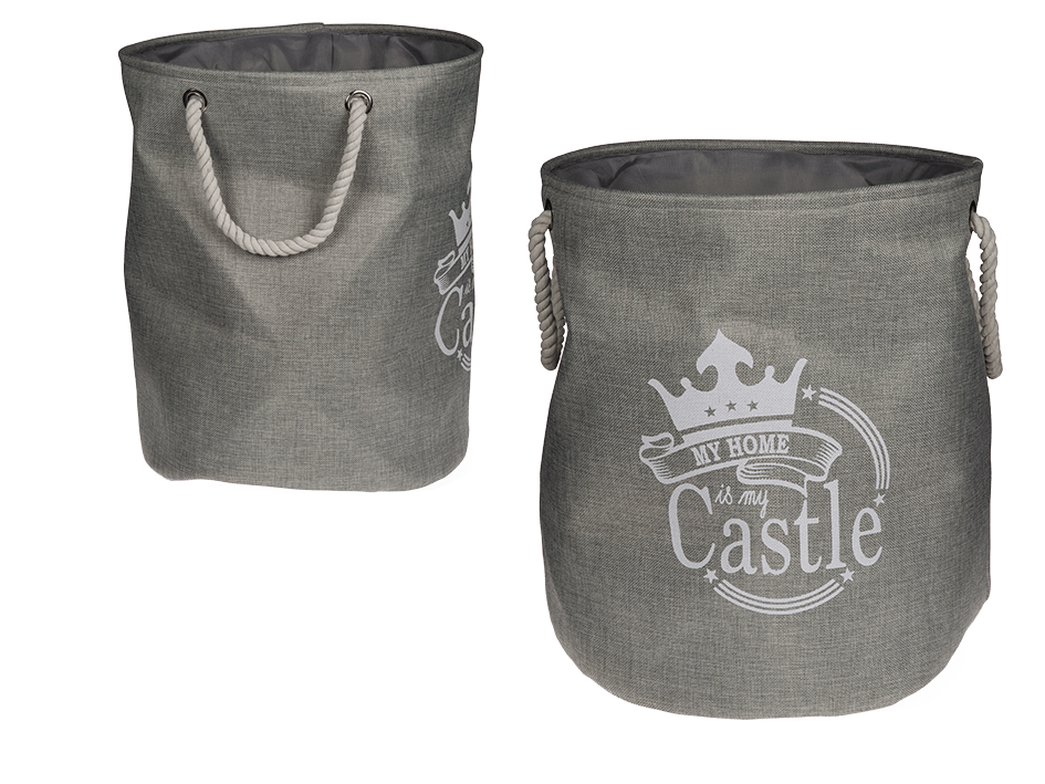 Laundry Basket"My Home Is My Castle" 38X44 Cm Grey/White