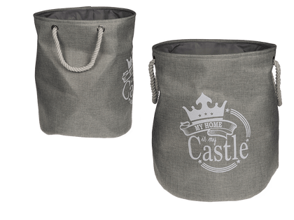 Laundry Basket"My Home Is My Castle" 38X44 Cm Grey/White