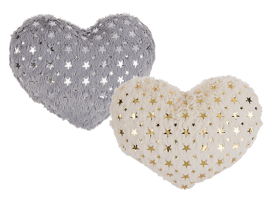 Cushion Heart Shape Metalic Design  29X29Cm Silver&amp;Beige