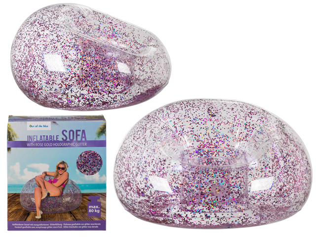 Inflatable Sofa With Rose Gold Holographic Glitter Inside 100X109X76