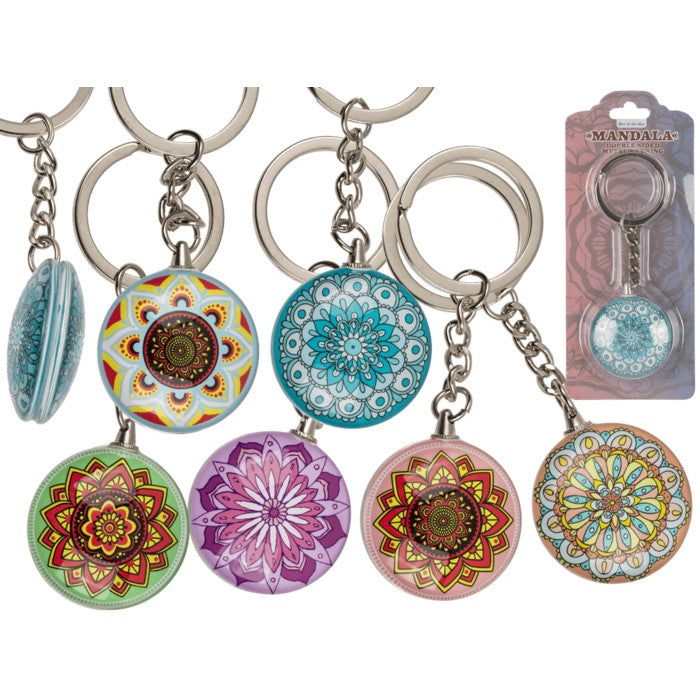 Double-Sided Metal Keychain With Mandala Design 9 Cm 6 Assorted Designs