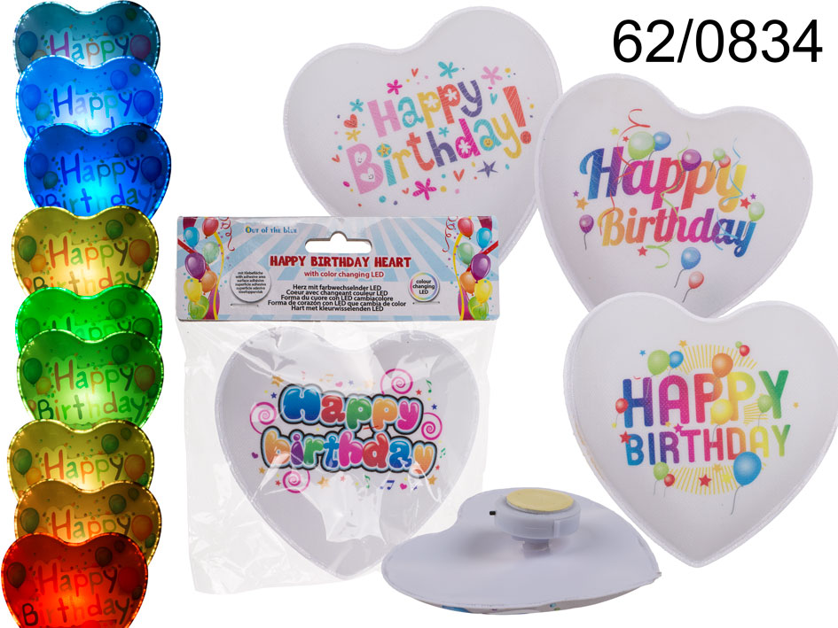 Happy Birthday Heart With Color Changing Led