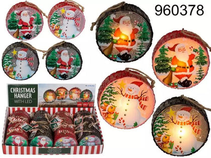 Christmas Hanger With Led Including Batteries 8,2X2,9Cm 2 Designs & 2 Colours Assorted