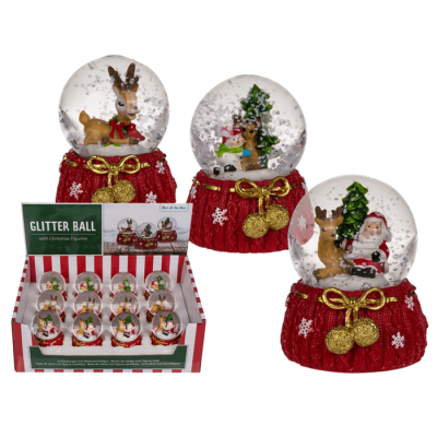 Polyserin Snow Globe With Christmas Figurine