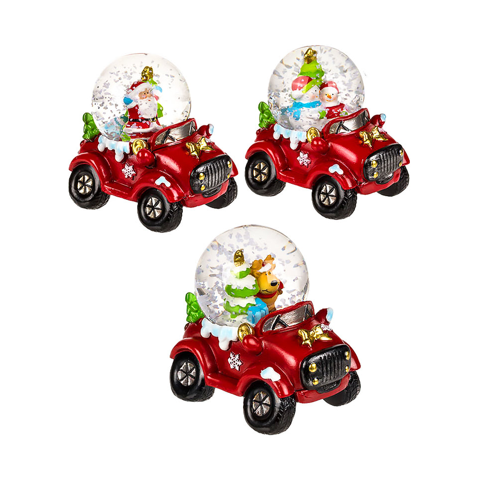 Polyserin Snow Globe With Christmas Figurine Car Base Assorted