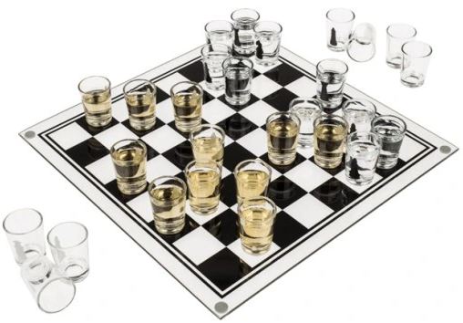 Glass Drinking Game Chess With 32 Glasses 20Ml 35X35 Cm