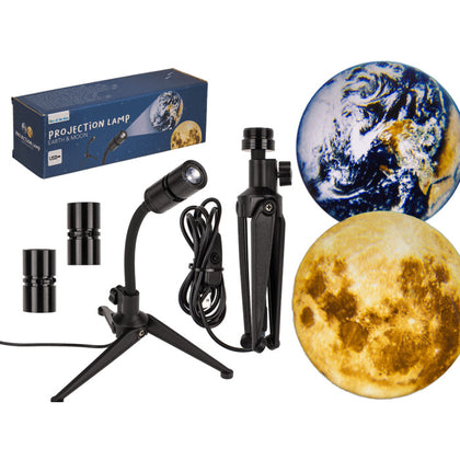 Projection Lamp Earth & Moon On Tripod 20 X 6,5 Cm With Usb Cable