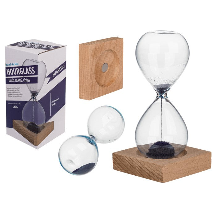 Sand Hourglass 1 Minute With Metal Magnetic Chip Dark Blue Size 16Cm