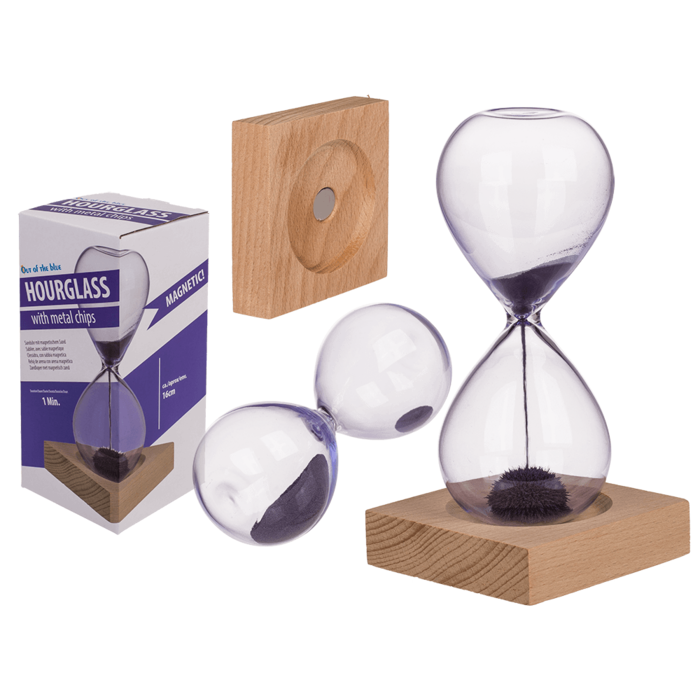 Sand Hourglass 1 Minute With Metal Magnetic Chips Purple Size 16Cm