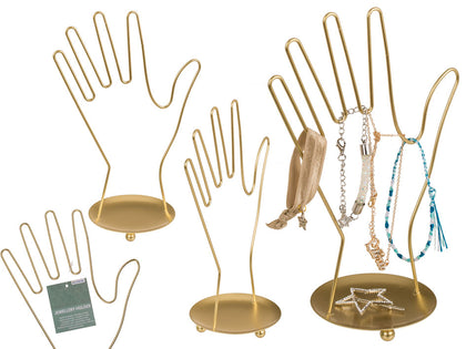 Golden Metal Jewellery Holder In The Shape Of A Hand Size: 16 X 10 X 26.5 Cm