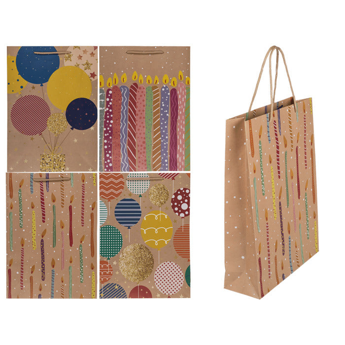 Paper Gift Bag With Balloons &amp; Candles Design 25X85X345Cm