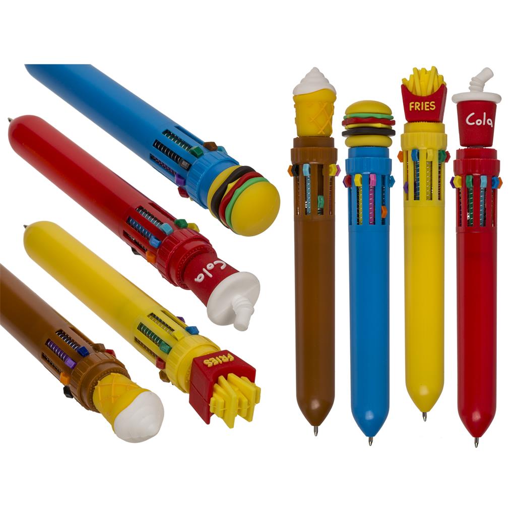Ball Pen Assorted Fast Food W/ 10 Changing Clrs