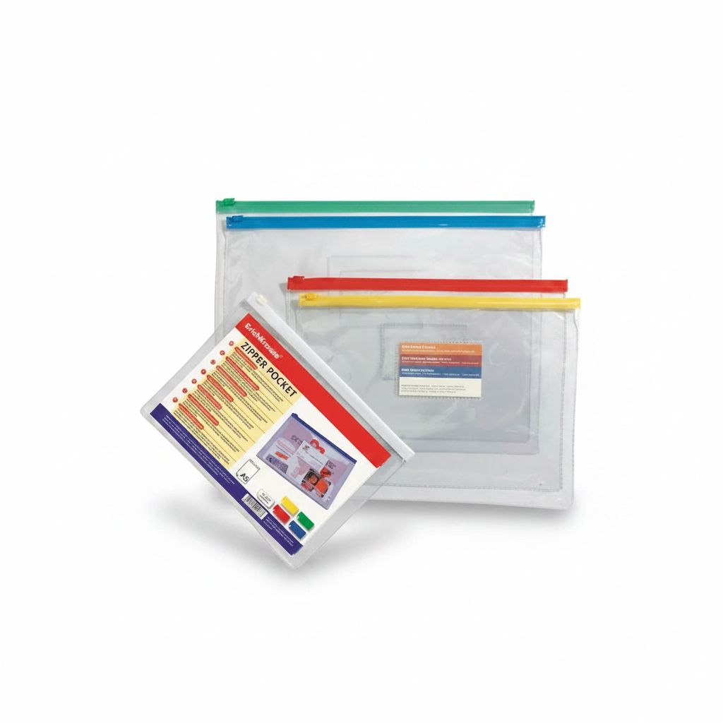 File with Zipper Clear A5+Pocket Business Card