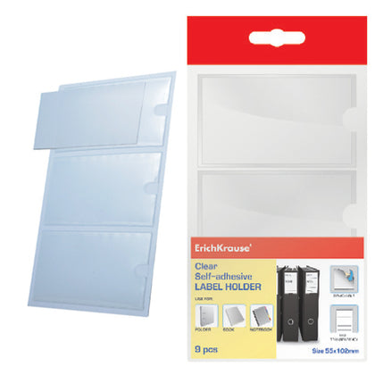 Label Holder PVC Clear Adhe 55X102 mm Pack of 9