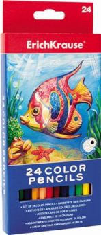 Plastic Coloring Pencils Hexagonal Pack of 24