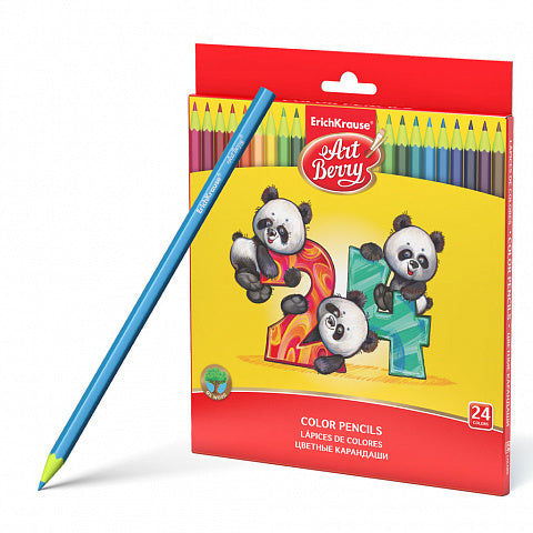Plastic Coloring Pencils Art Berry Hexagonal Pack of 24