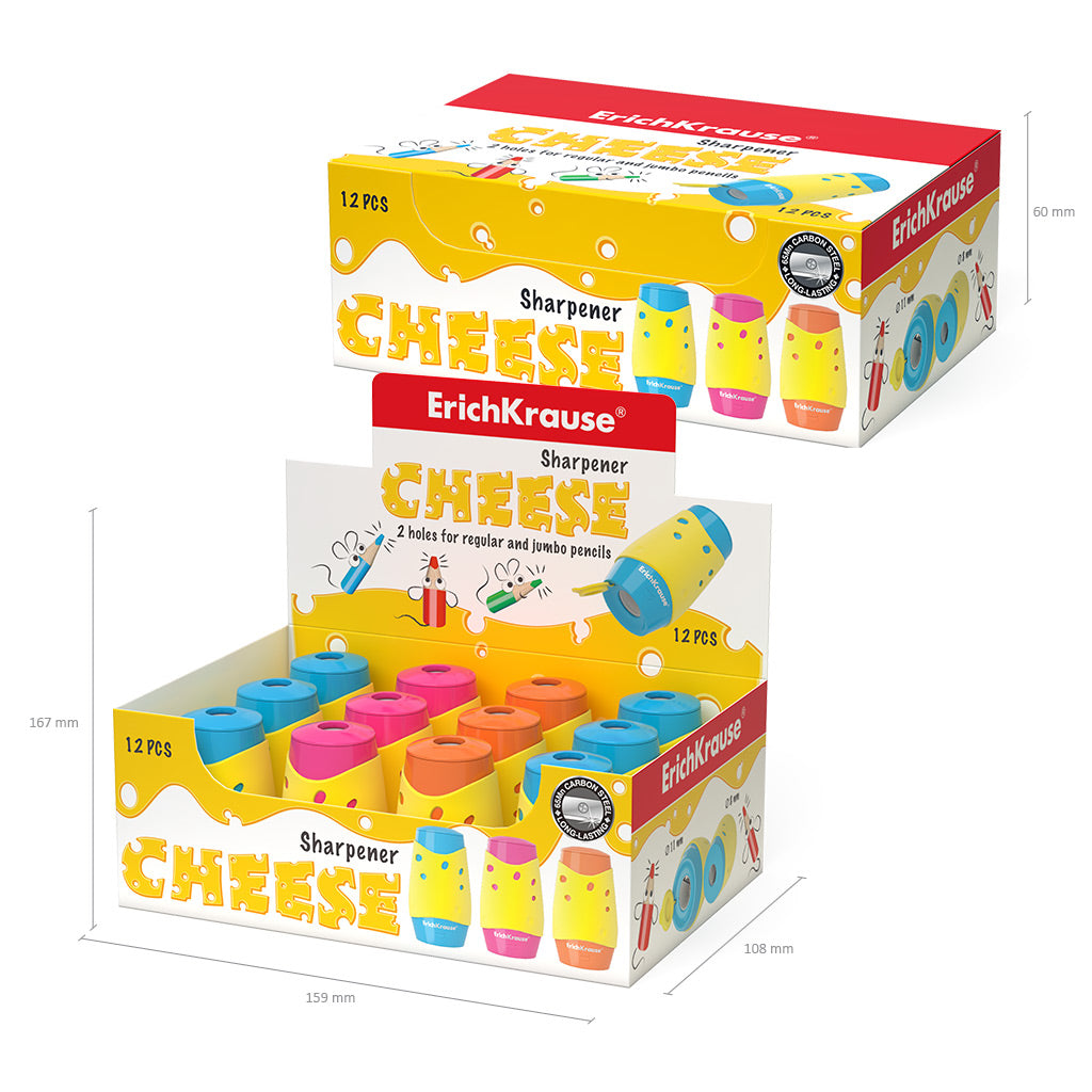 Double Hole Plastic Sharpener Cheese With Container Assorted