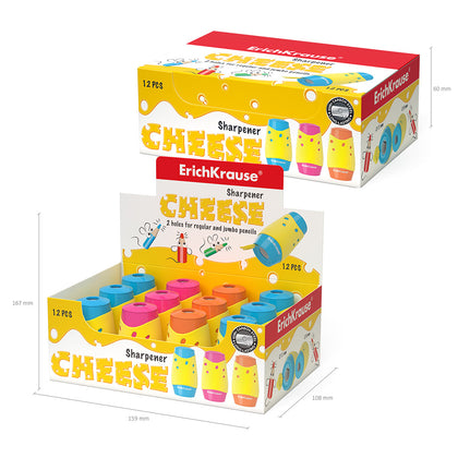 Double Hole Plastic Sharpener Cheese With Container Assorted