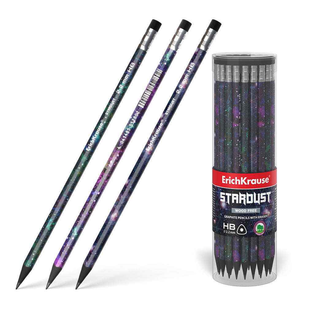 Graphite Triangular Pencil With Eraser Star Dust Hb