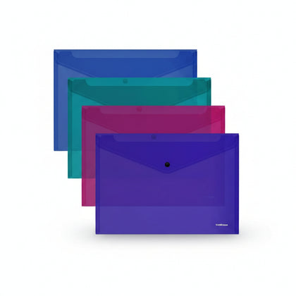 Envelope With Button Glossy Vivid 4, 180 micron, Semi-Transparent, Assorted