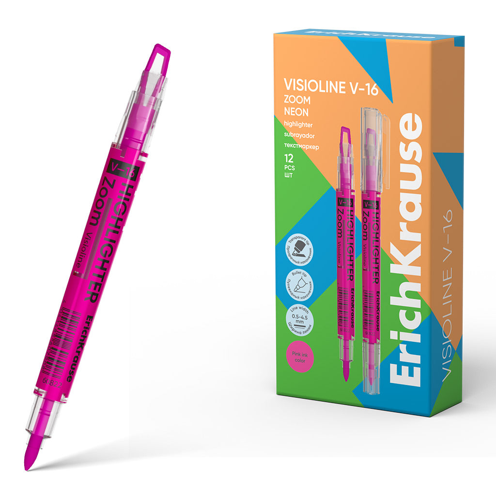 Double-Sided Highlighter Visioline V-16 Zoom Neon Pink