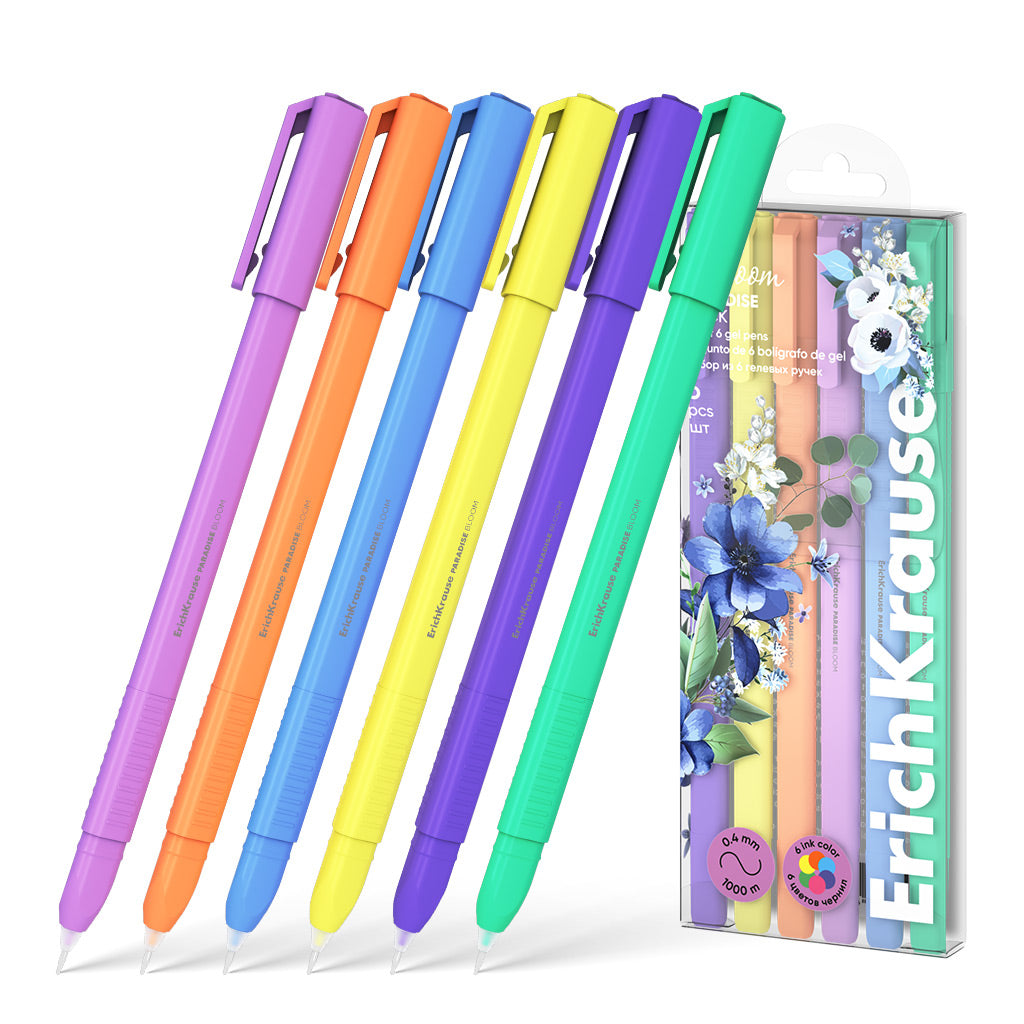 Set Of 6 Gel Pens Paradise Stick Pastel Bloom 0.5, Assorted