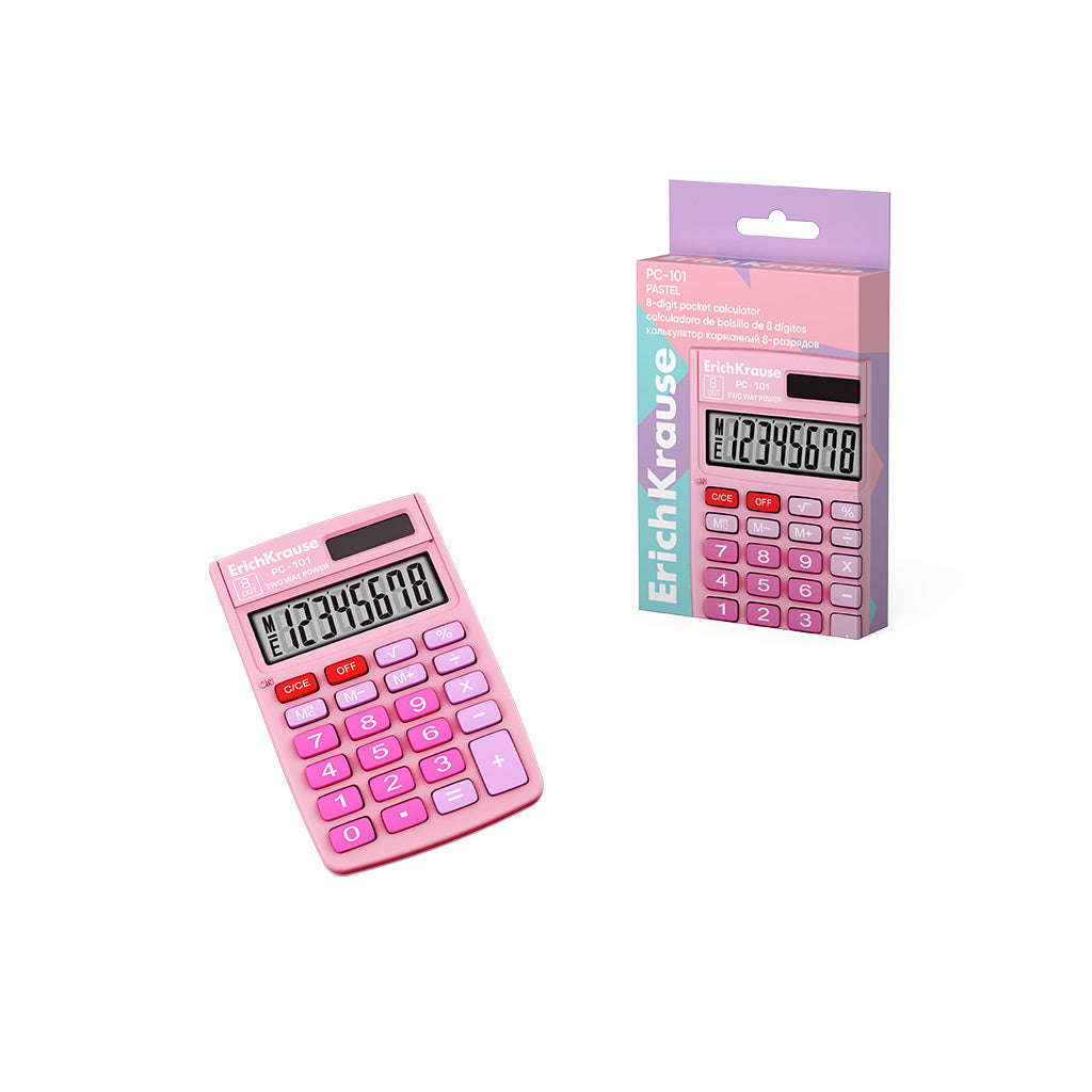 Pocket Electronic Calculator 8-Digit -101 Pastel, Pink