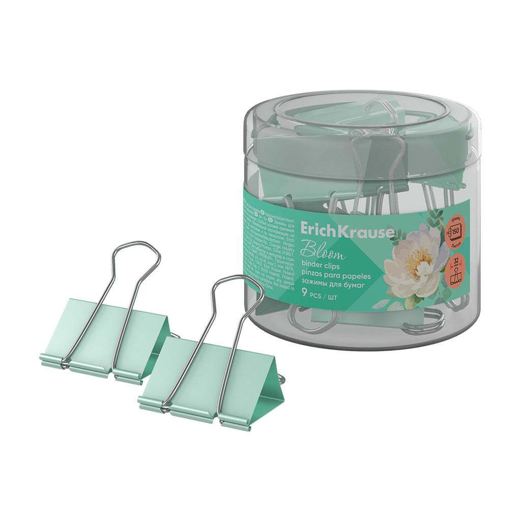 Binder Clips Pastel Bloom, 32 mm, Mint