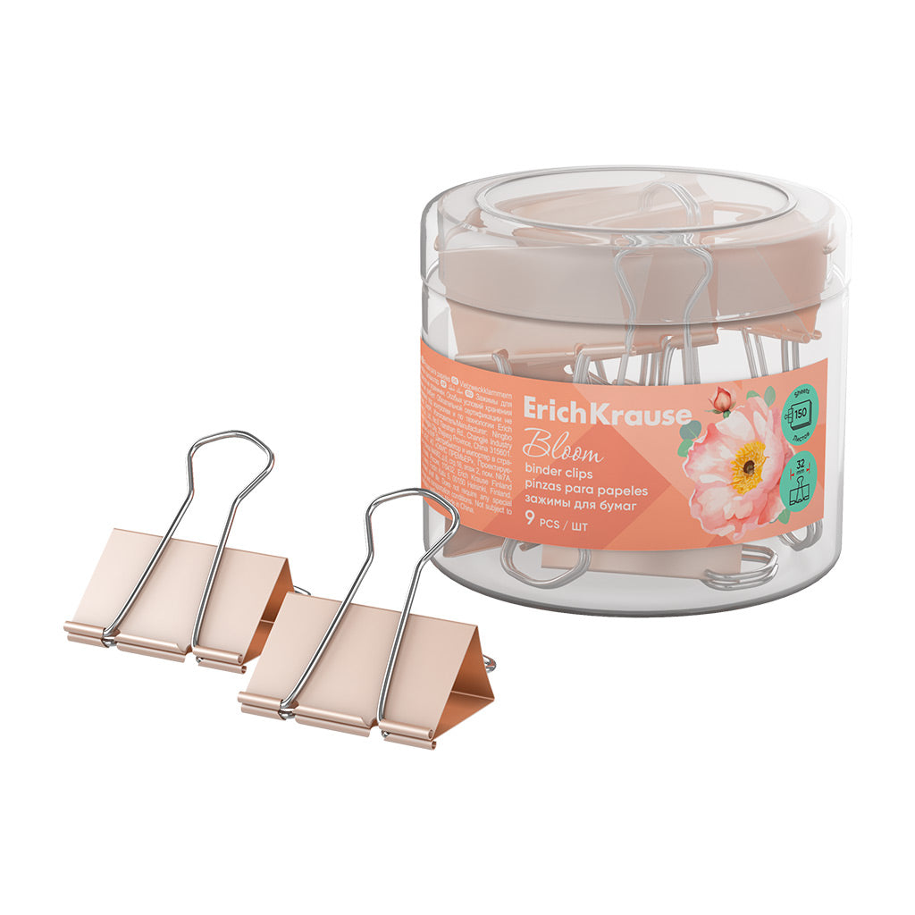 Binder Clips Pastel Bloom, 32 mm, Peach