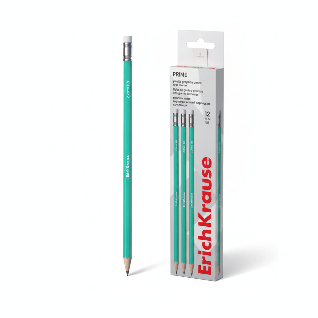 Plastic Graphite Pencil Prime Hexagonal With Eraser Hb
