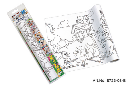 Self Adhesive Kids Coloring Roll Farm Life 30Cmx4M