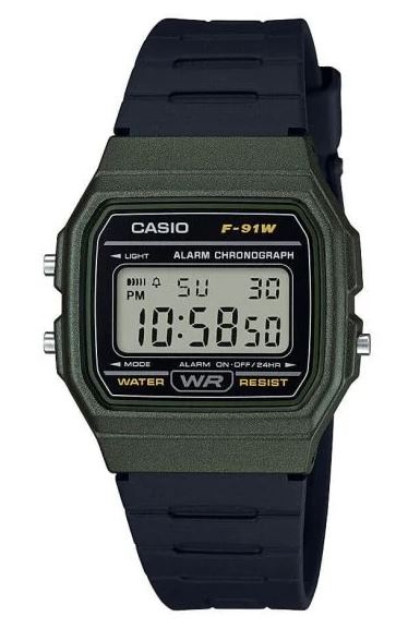 Casio Glu Watch Digital Green Case Black Panel Cover Black Resin Strap