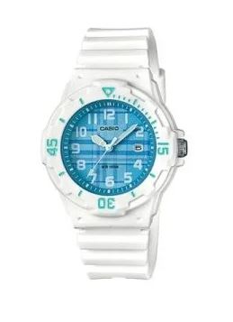Casio Glu Watch Analog Wht Case Bluee Dial Wht Resin Strap