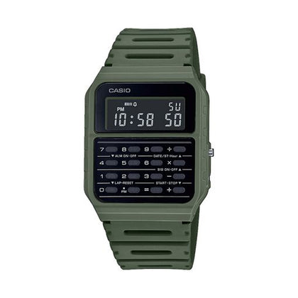 Casio Glu Watch Calculator Green Case Black Panel Cover Green Resin Strap