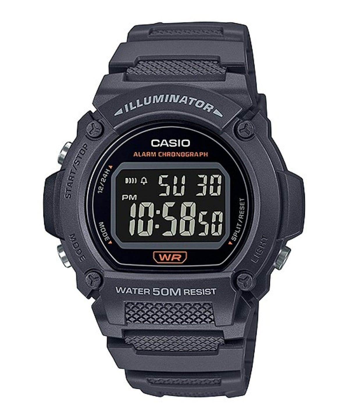 Casio Glu Watch Digital Grey Case Black Panel Cover Grey Resin Strap