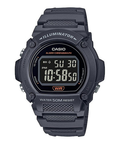 Casio Glu Watch Digital Grey Case Black Panel Cover Grey Resin Strap