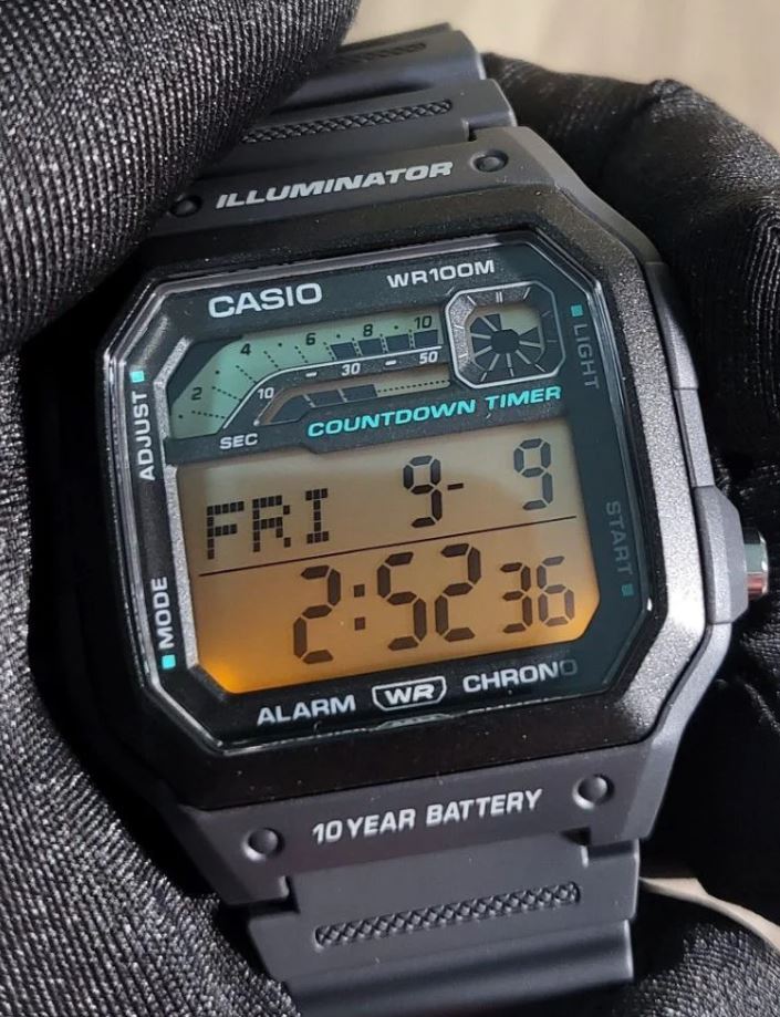 Casio Glu Watch Digital Black Case Black Panel Cover Black Resin Strap