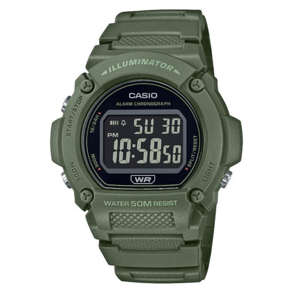 Casio Glu Watch Digital Green Case Black Panel Cover Green Resin Strap