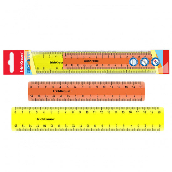 Rulers Set Of 2 Neon 15 cm - Orange 20 cm Yellow