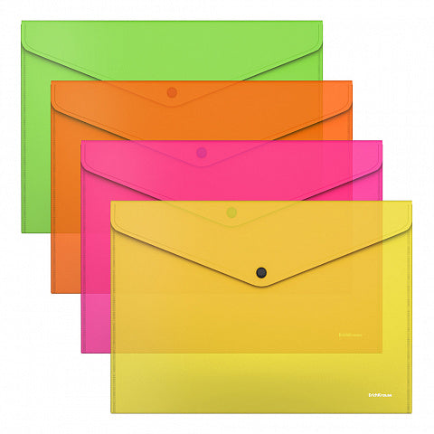 Envelope Plastic Glossy Neon Opaque Letter Assorted Colors