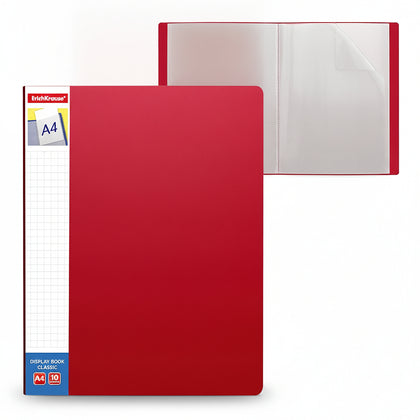 Clear Book Classic With Spine Pocket A4 10 Pockets Red