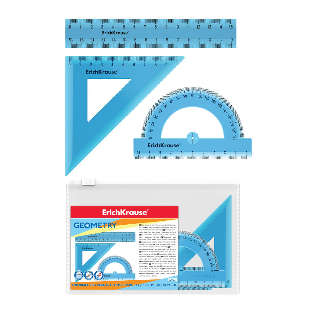 Geometry Set 3Pcs (Ruler, Set Square, Protractor) Lilac