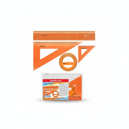 Geometry Set Neon (Ruler 2 Set Squares Protractor) Pink