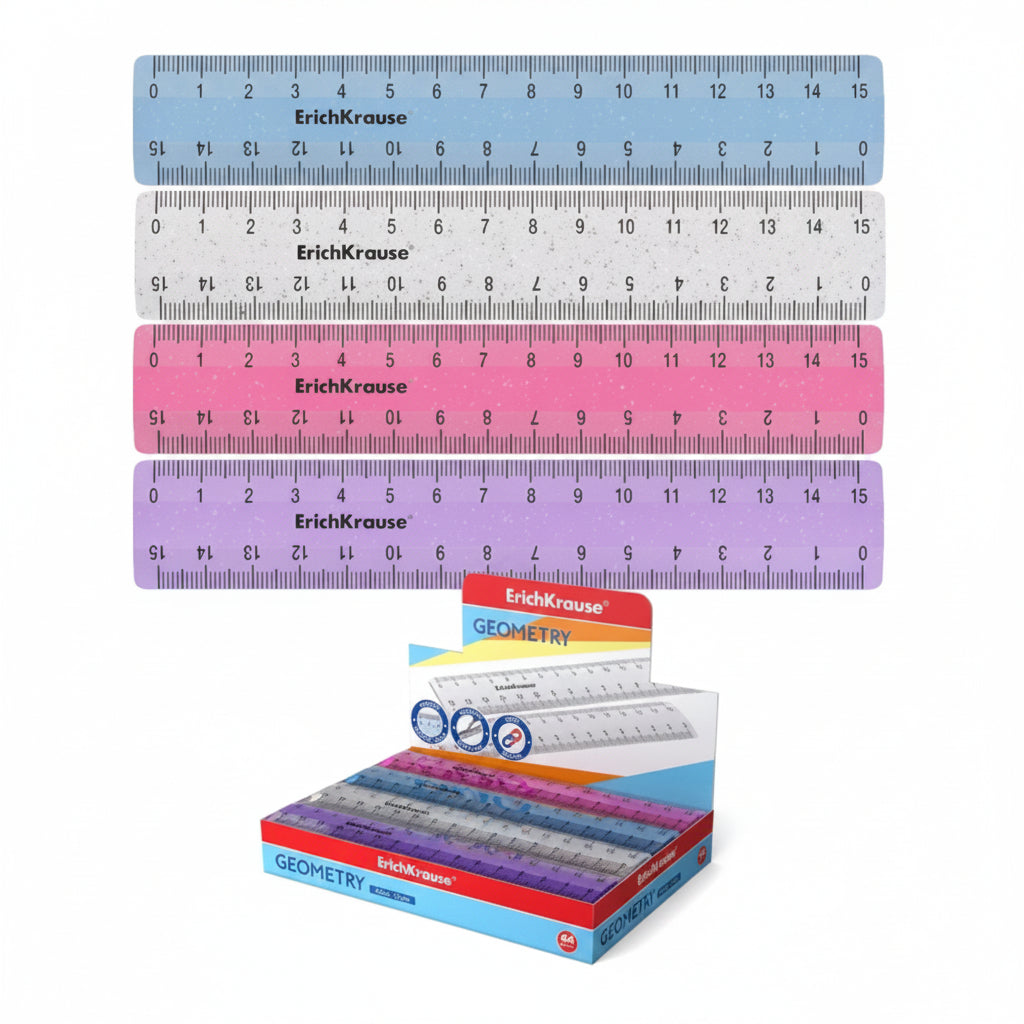 Plastic Ruler Glitter 15 cm Assorted In Display Box