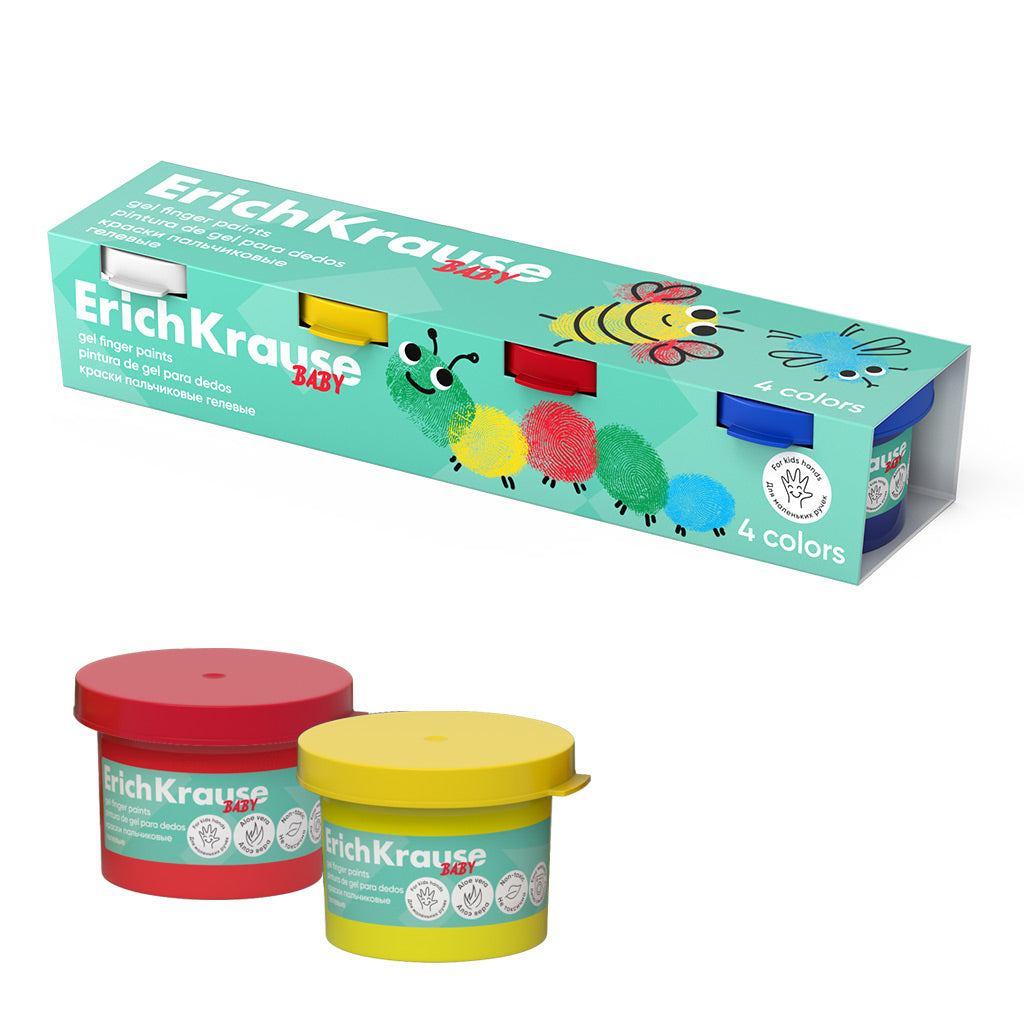 Gel Finger Paints Kids With Aloe Vera 4 Colors Of 35 ml