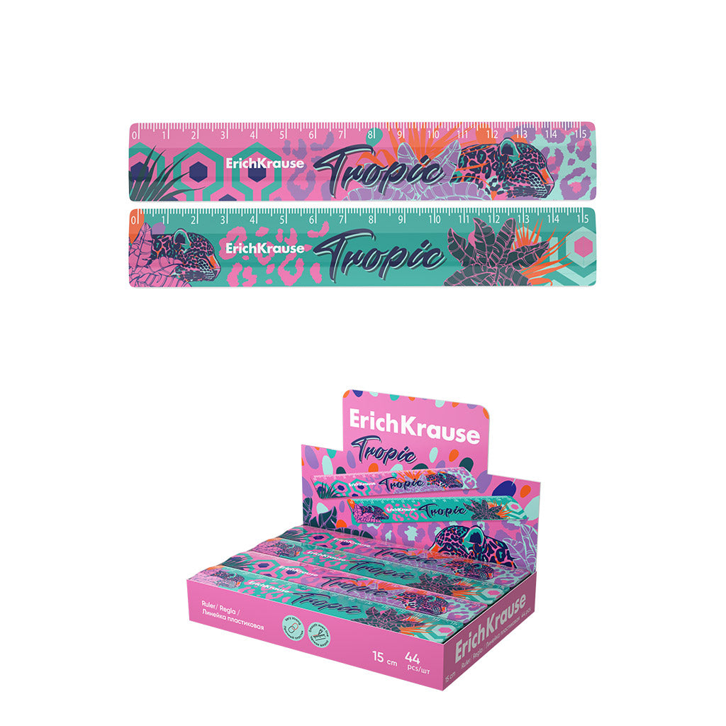 Plastic Ruler Tropical 15 cm Assorted