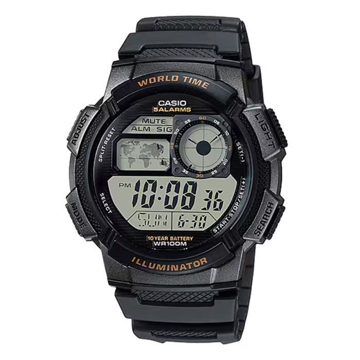 Casio Glu Watch Digital Black Case Black Panel Cover Black Resin Strap