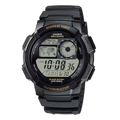 Casio Glu Watch Digital Black Case Black Panel Cover Black Resin Strap