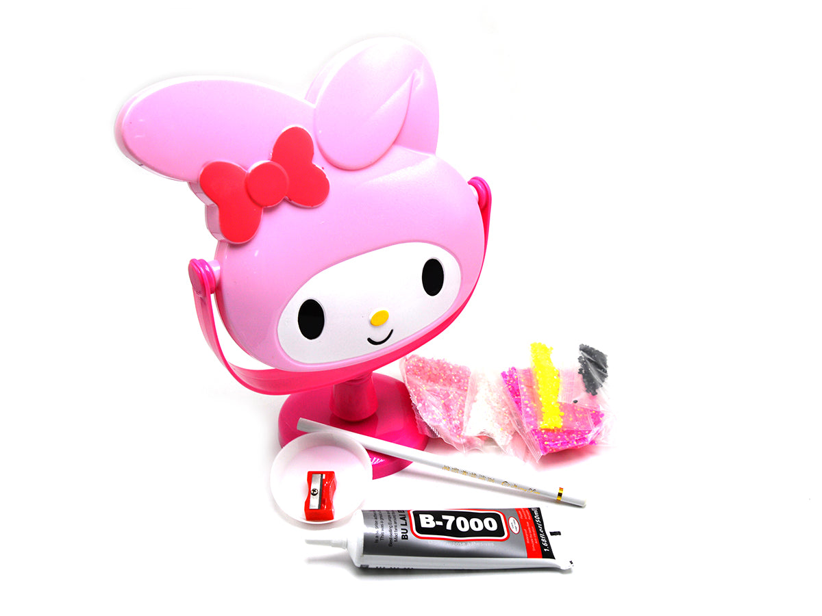 Plastic Diamond Rabbit Mirror 25*18.5cm Pink/Fuchsia
